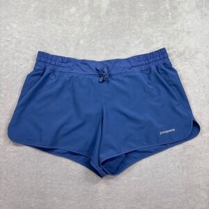 Patagonia Nine Trails Running Shorts Womens Large Blue 57622 Elastic Waist Lined